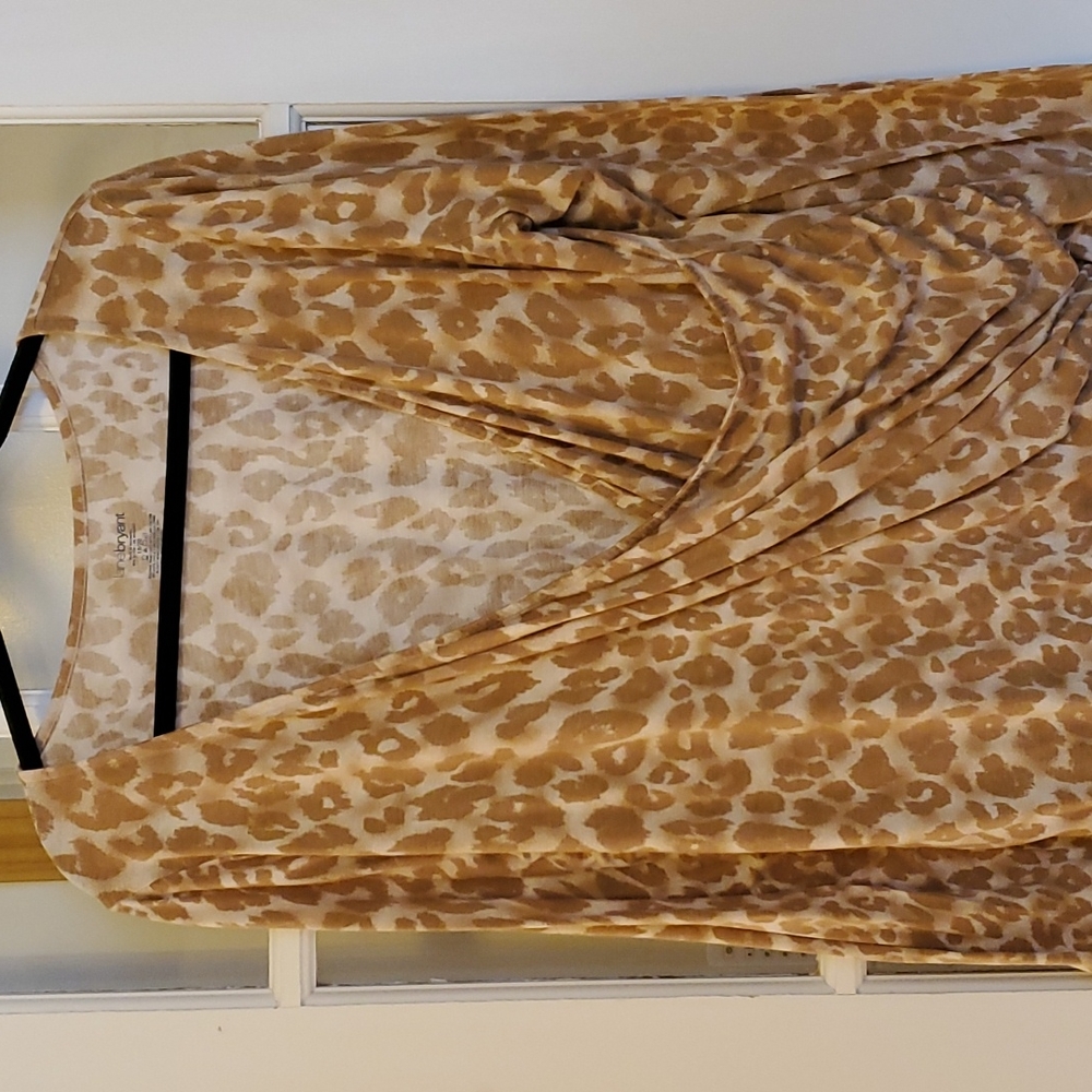 Lane Bryant Women's Top Animal Print Tan Size 18/20